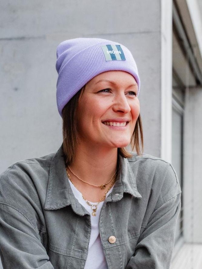Trendige Mützen Mit Moin Patch Und Streifen Petrol von DieTanteMartha