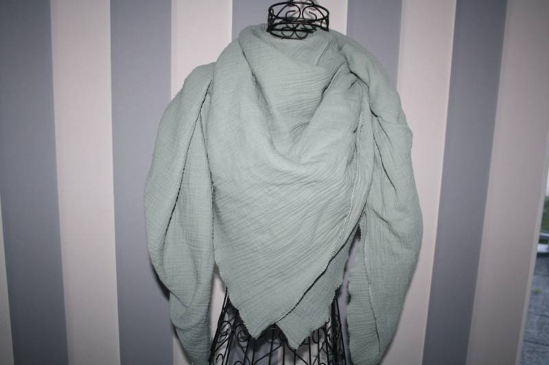 xxl Musselin Tuch Musselintuch Halstuch Schal Damen Dusty Mint W676 von DieWichtelstickerei