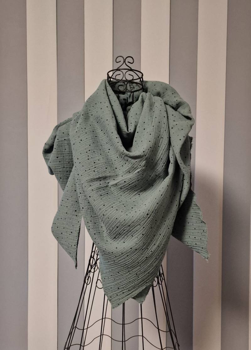 xxl Musselin Tuch Musselintuch Halstuch Schal Damen Dustymint Punkte W668 von DieWichtelstickerei