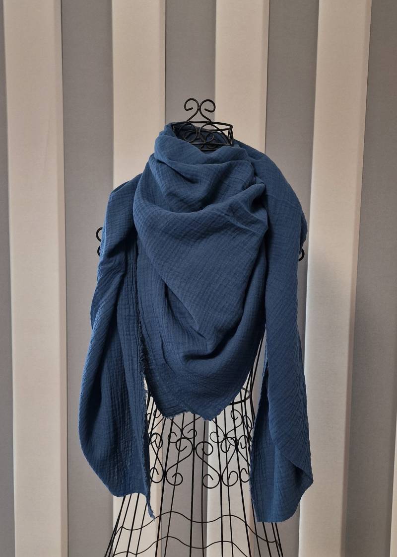 xxl Musselin Tuch Musselintuch Halstuch Schal Damen Jeansblau | Dunkel W658 von DieWichtelstickerei