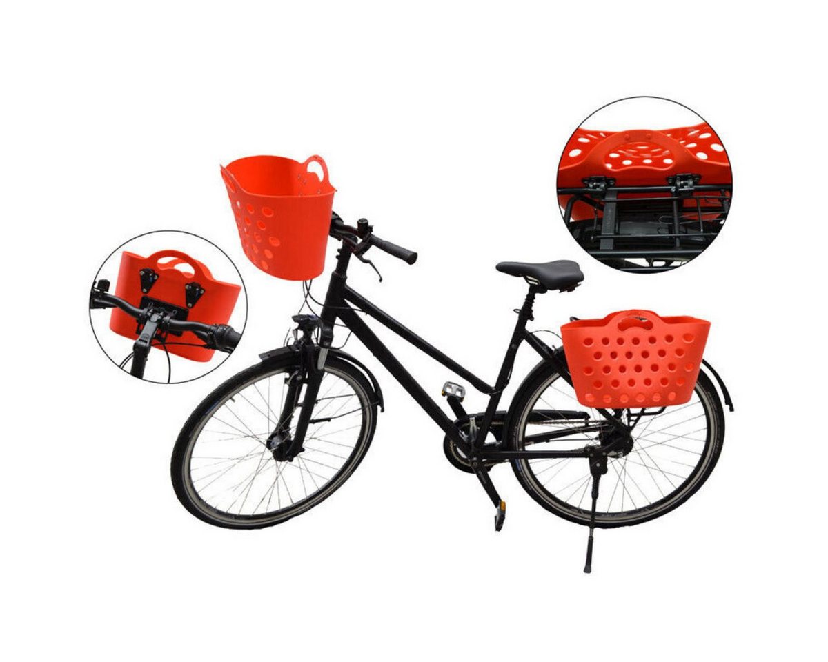 Diedrich Filmer GmbH Fahrradkorb Shopper-Korb Lenker-Korb Schnell-Befestigung Rot (mit Halterung), Klick-Verschluss Fahrrad-Korb + Halterung Einkauf Gepäckträger 22L von Diedrich Filmer GmbH