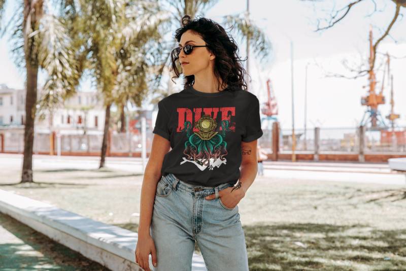 Tolles Design Für Taucher Und Taucherinnen Dive Open Water Diver Spruch Geschenk Octopus - Ladies Organic Basic Shirt Damen Frauen von DiegosCreativDesigns