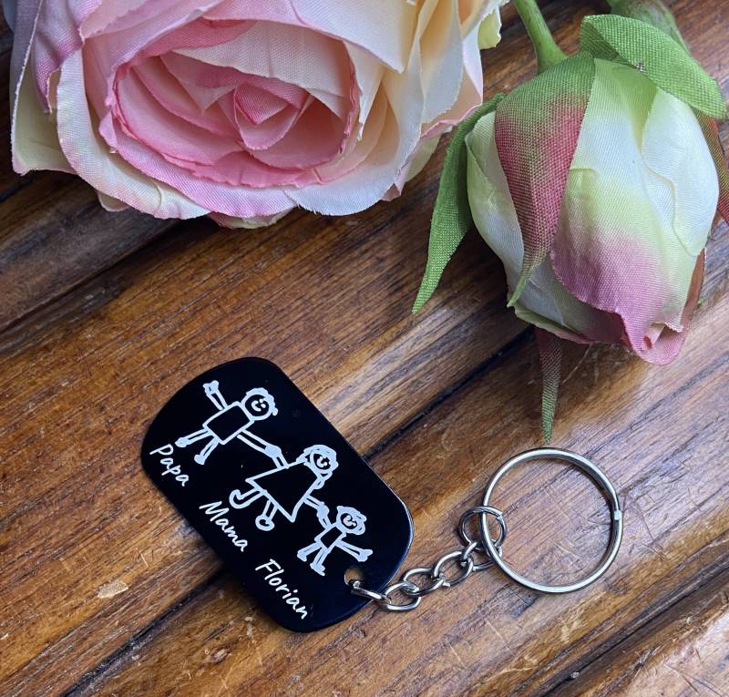 Schlüsselanhänger Kinderzeichnung von DiegrasendeKuh