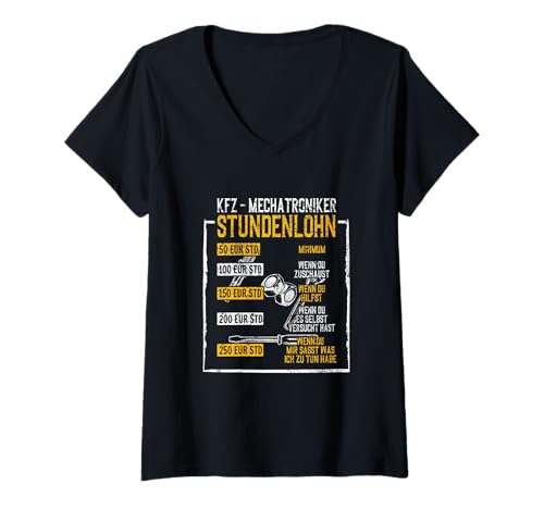 Damen KFZ Mechatroniker Zylinder Spruch Drift Mechanikerin T-Shirt mit V-Ausschnitt Damen KFZ Mechatroniker Zylinder Spruch Drift Mechanikerin T-Shirt mit V-Ausschnitt von Diesel Auto Racing Evolution Autofan Jungs Mann