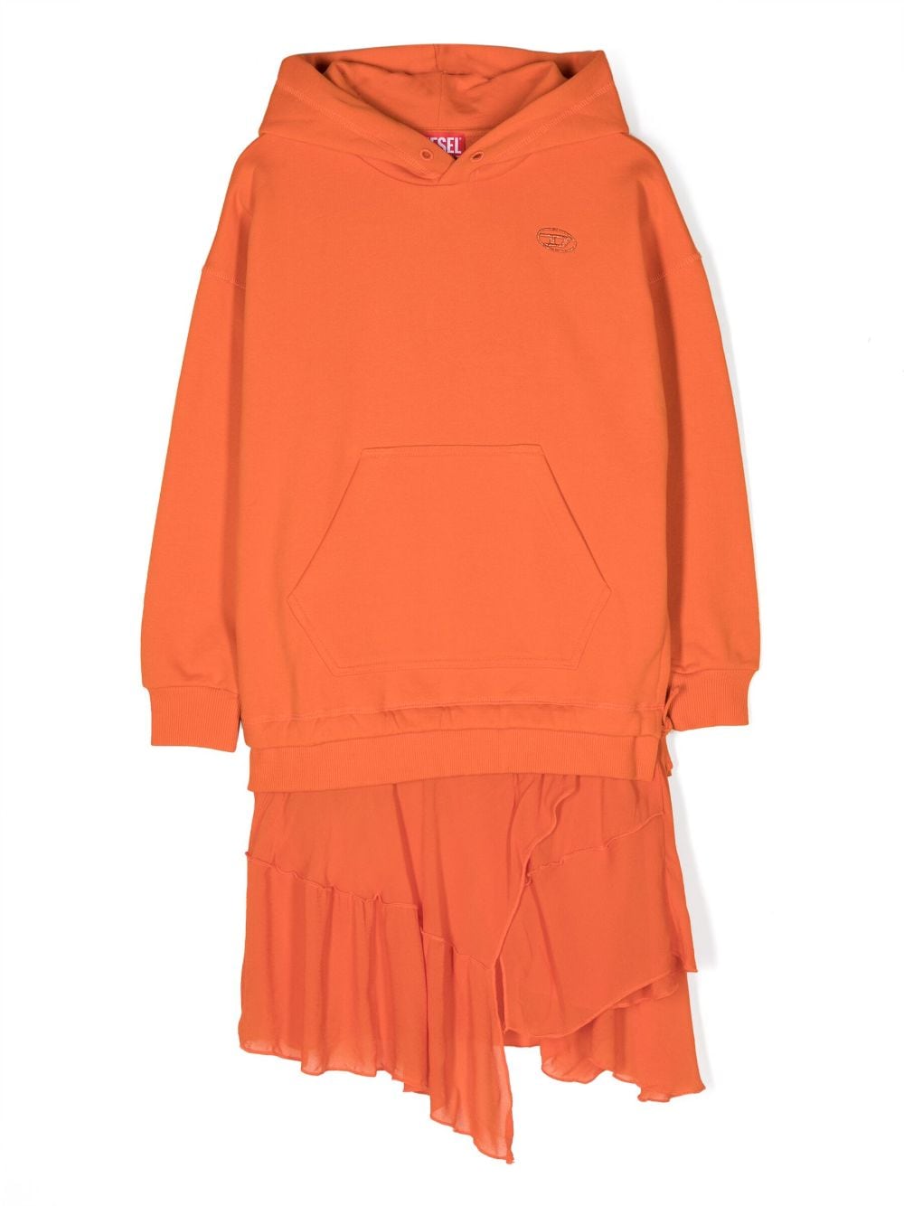 Diesel Kids Asymmetrisches Kleid mit Kapuze - Orange von Diesel Kids