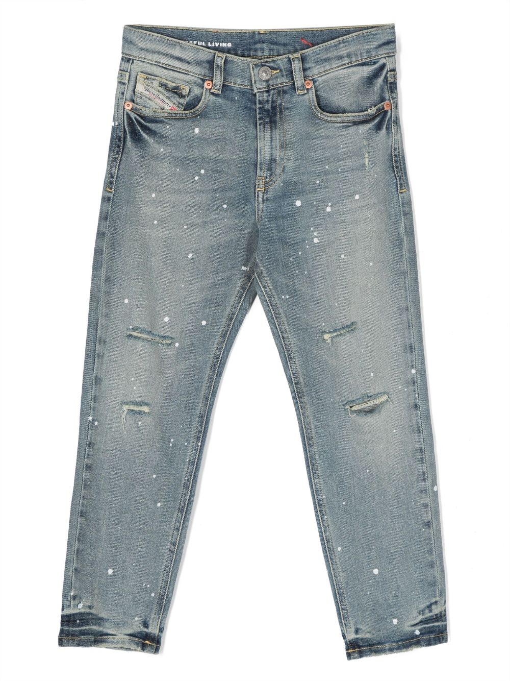 Diesel Kids D-Lucas Jeans mit Farbklecksen - Blau von Diesel Kids