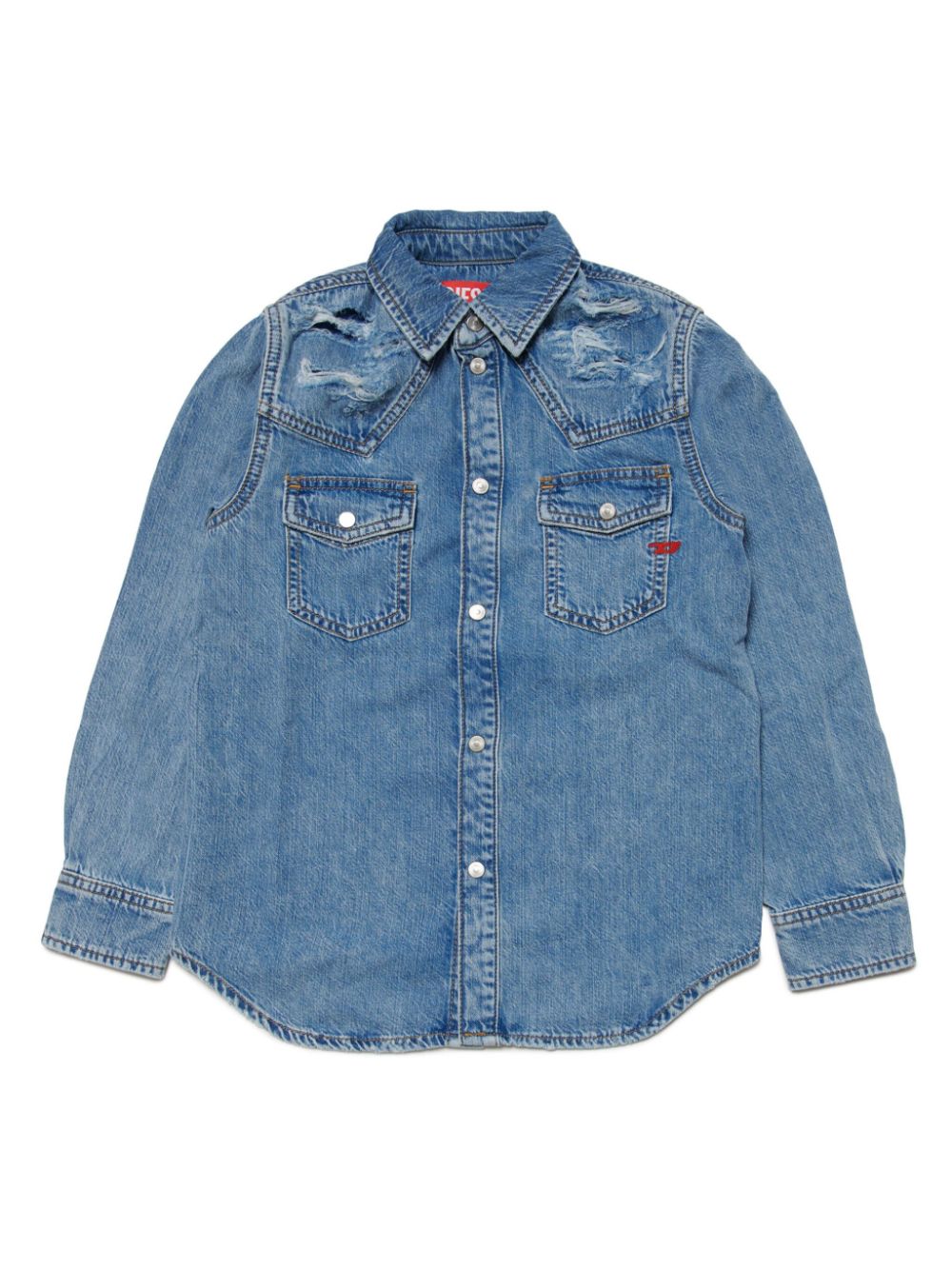 Diesel Kids Jeanshemd mit Logo-Stickerei - Blau von Diesel Kids