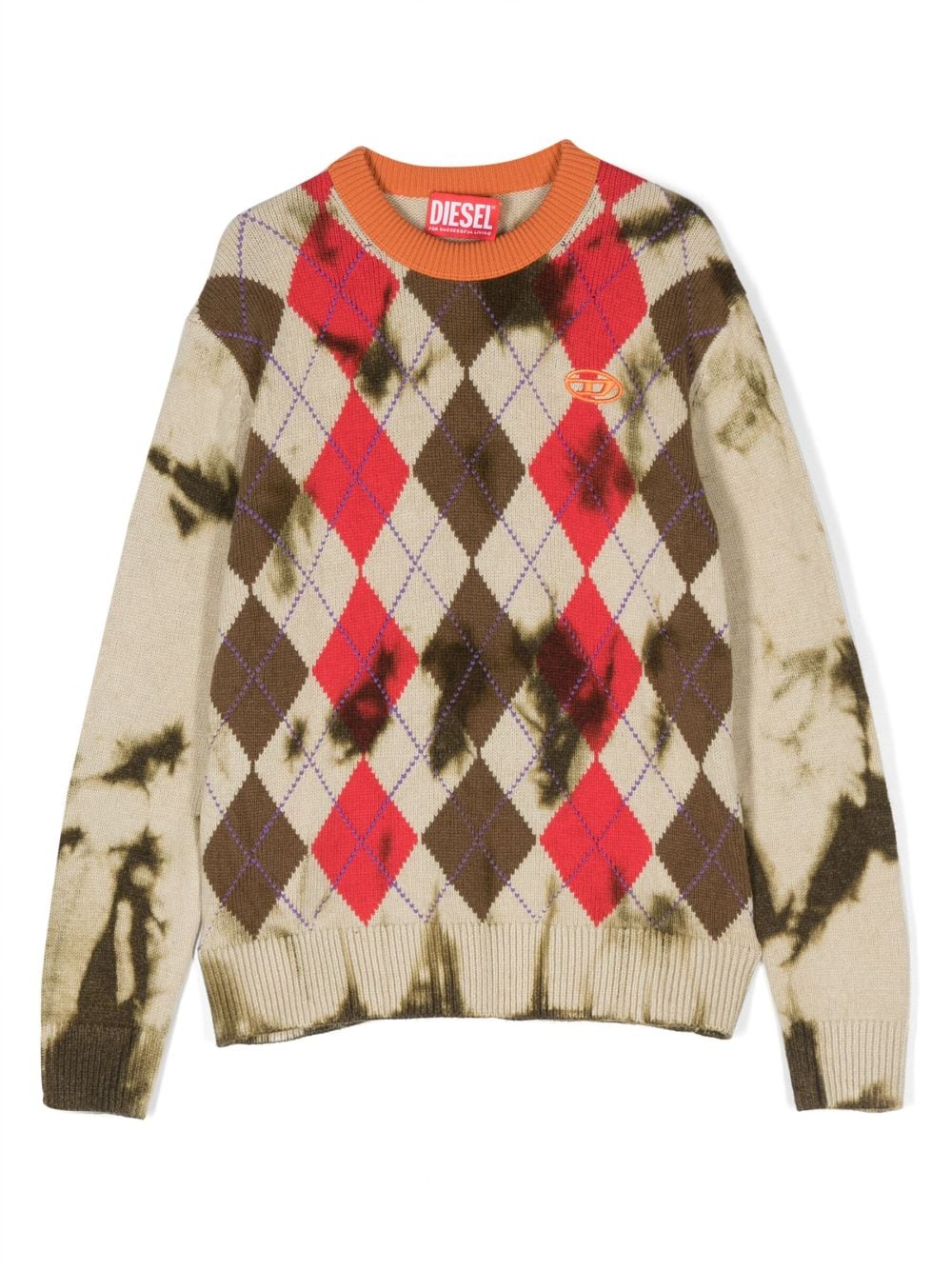 Diesel Kids Kairo Pullover mit Argyle-Muster - Nude von Diesel Kids