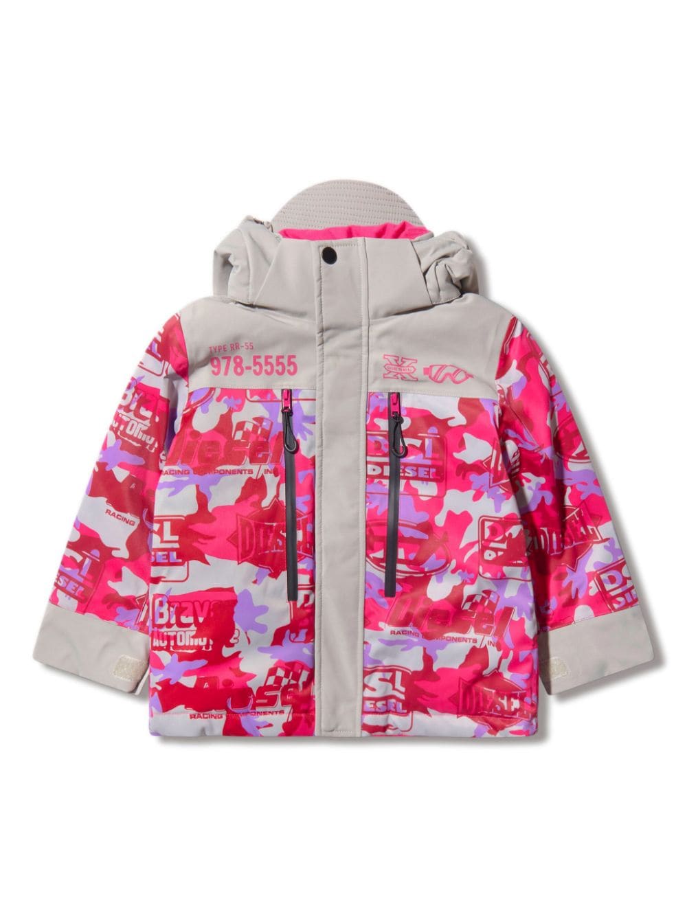 Diesel Kids Gefütterte Jacke mit Logo-Print - Grau von Diesel Kids