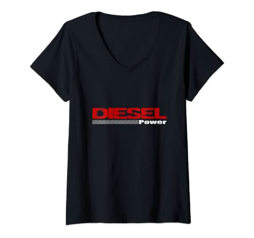 Damen Offizielle Diesel Power Addiction für Männer und Frauen. T-Shirt mit V-Ausschnitt von Diesel Lovers Apparel