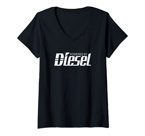 Damen Powered by Diesel. T-Shirt mit V-Ausschnitt von Diesel Power Apparel