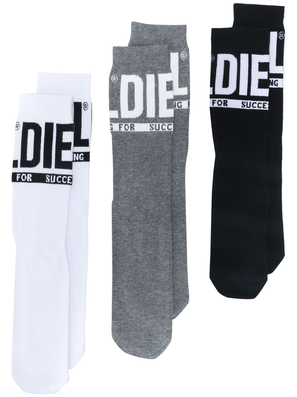 Diesel 3er-Pack Skm-Ray Socken mit Logo-Jacquard - Schwarz von Diesel