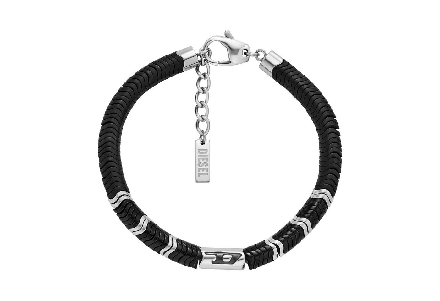 Diesel Armband Schmuck Geschenk Edelstahl Nylon Armschmuck D LOGO, mit Hämatit von Diesel