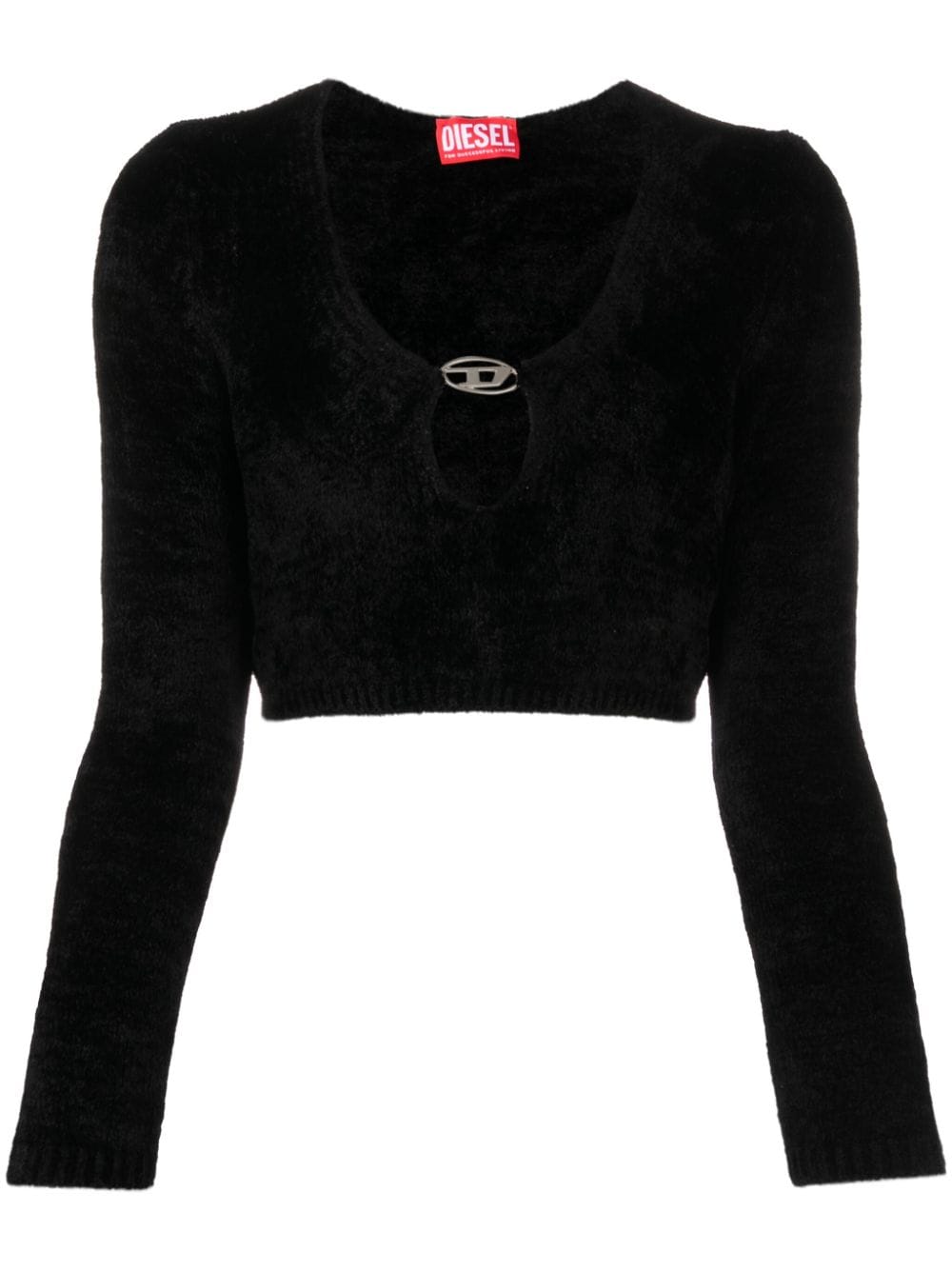 Diesel Cheryl Cropped-Top mit Logo-Schild - Schwarz von Diesel