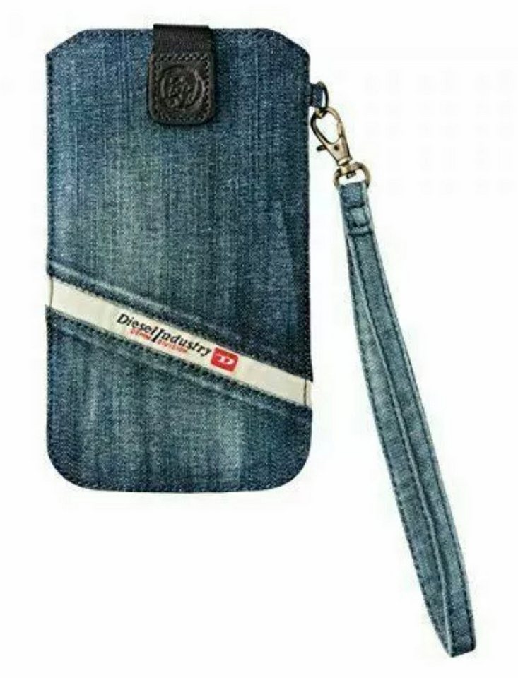 Diesel Clutch Denim Clutch Handy Bag Universal Mini-Tasche aus Jeansstoff, Klettverschluss oben, Diesel Leder-Patch, stabile Verarbeitung von Diesel