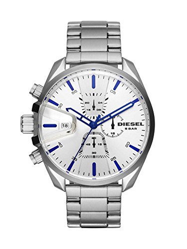 Diesel Herrenuhr Ms9 Chrono, QuarzChronographenwerk, 54 mm silbernes Edelstahlgehäuse mit Edelstahlarmband, DZ4473 von Diesel