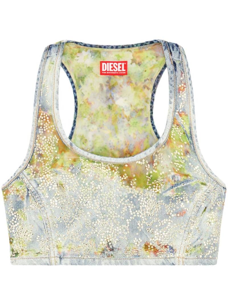 Diesel De-Detop-Fse Devoré-Cropped-Top - Blau von Diesel