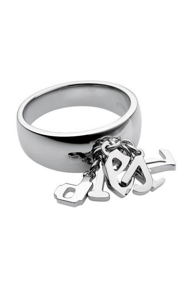 Diesel Fingerring DX0073040506, aus Edelstahl, Silber, Größe 55 (17,5mm) von Diesel