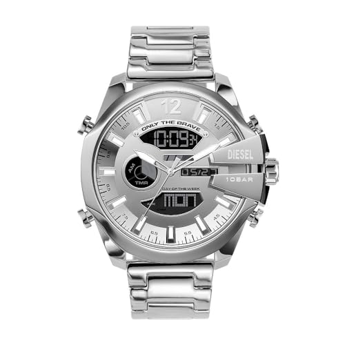 Diesel Herrenuhr Mega Chief LCD Uhrwerk 51 mm Gehäusegröße mit einem Edelstahlarmband DZ4648 von Diesel