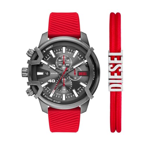 Diesel Herren Analog Quarz Uhr mit Silikon Armband DZ4673SET von Diesel