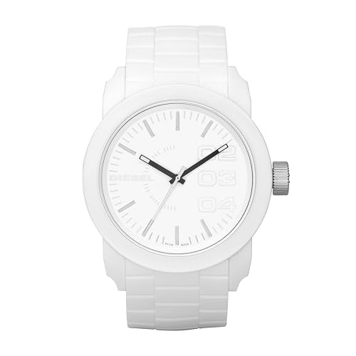 Diesel Herren Analog Quarz Uhr mit Weißes Silikon Armband DZ1436 von Diesel
