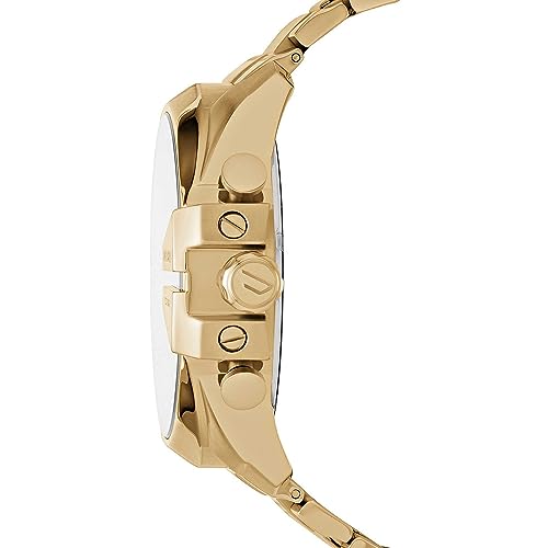 Diesel Herrenuhr Mega Chief, QuarzChronographenwerk, 51 mm goldenes Edelstahlgehäuse mit Edelstahlarmband, DZ4360 von Diesel