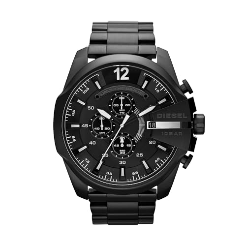 Diesel Herren Mega Chief Chronograph, 59 mm Gehäusegröße, Edelstahluhr von Diesel