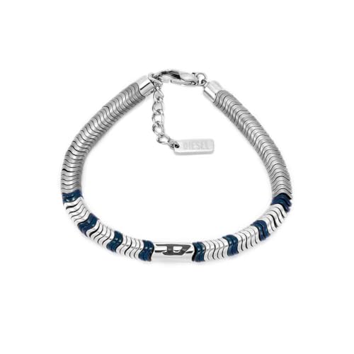 Diesel Herren D Logo Silberfarbenes Edelstahl Armband, DX1574931 von Diesel