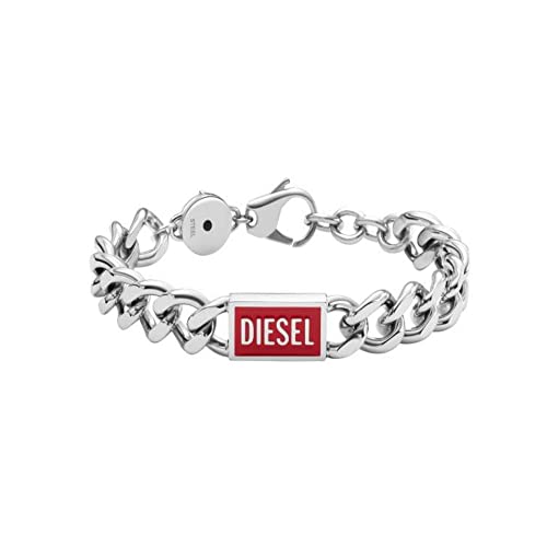 Diesel Armband Für Männer Stahl, Länge: 180-195mm, Breite: 12mm, Höhe: 4.3mm Silber Edelstahlarmband, DX1371040 von Diesel