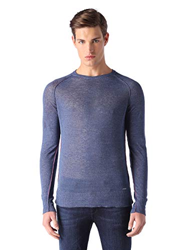 Diesel Herren K-Linum Maglia Pullover Langarm Leinen (Blau, XXL) von Diesel