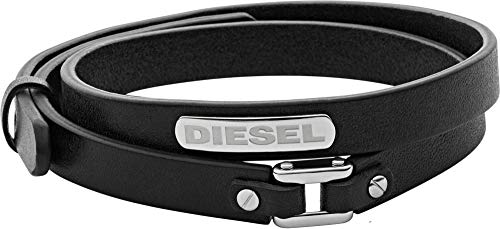 Diesel Armband Für Männer, 18 Cm - 19,5 Cm Schwarzes Lederarmband, DX0971040 von Diesel