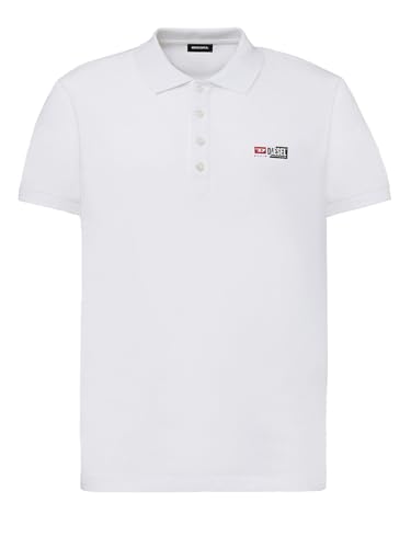 Diesel - Herren Kurzarm Logo Polo Shirt T-Shirt Weiß - T-Weet-Split, Größe:M von Diesel