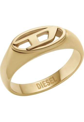 Diesel Herren Oval D Logo Goldfarbener Edelstahl Ring, DX15887109 von Diesel