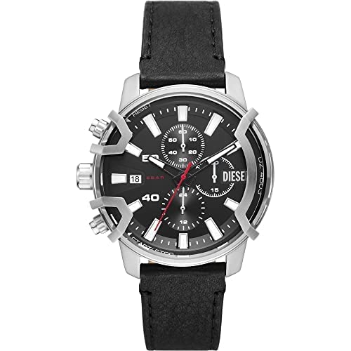 Diesel Herren Quarz-Chronograph Uhr mit Armband GRIFFED DZ4603 + Armband Beads Achat schwarz, DX1381040 von Diesel