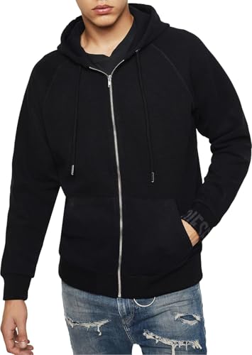 Diesel Herren S-Ergey Sweatjacke Kapuzenjacke mit Waffelprint Schwarz (XXL) von Diesel
