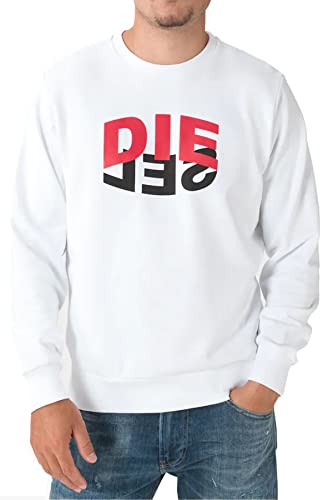 Diesel Herren S-GIRK-N80 Felpa Sweatshirt Weiss (L) von Diesel