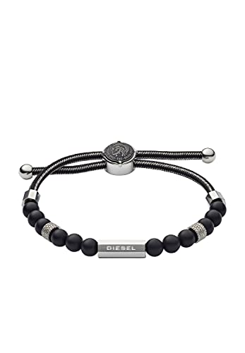 Diesel Armband Für Männer Perlen, 16.5Cm-25Cm Schwarzes Halbedelstein-Armband, DX1151040 von Diesel