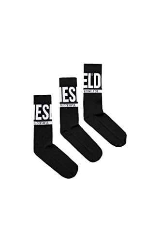 Diesel Herren Socken SKM-RAY-THREEPACK (3er Pack), Schwarz (Black/Black/Black E4101-0Qatv), 39/42 (Herstellergröße: Medium) von Diesel