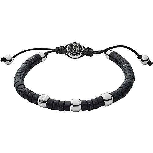 Diesel Armband Für Männer Perlen, 16.5Cm-25Cm Schwarzes Halbedelstein-Armband, DX1121040 von Diesel