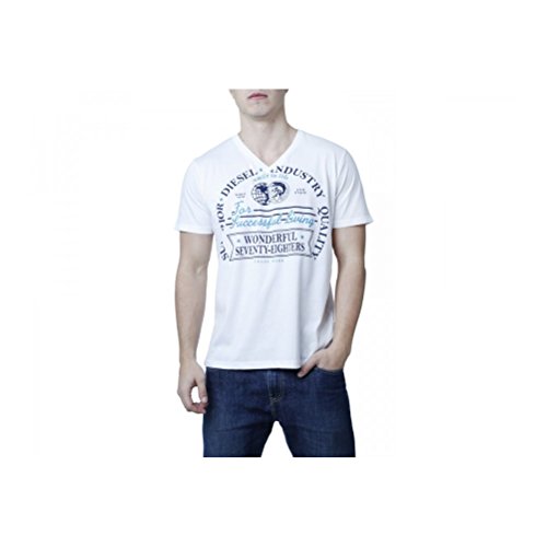 Diesel Herren T-Shirt Rundhals V-Neck versch. Farben Mosele (L, Weiß) von Diesel