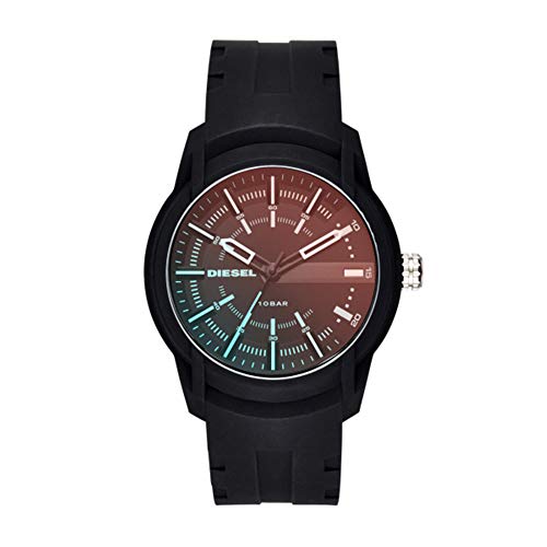 Diesel Herrenuhr Armbar Silicone, ZweizeigerDatumsanzeige, 45 mm Gehäuse aus schwarzem Polycarbonat mit Silikonarmband, DZ1819 von Diesel