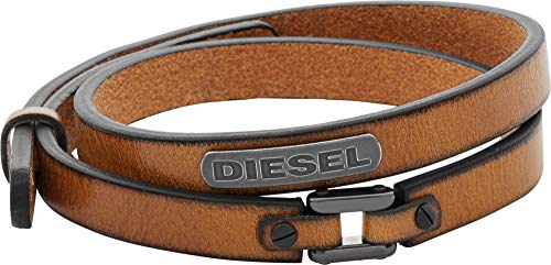 Diesel Armband Für Männer, 18 Cm - 19,5 Cm Braunes Lederarmband, DX0984040 von Diesel