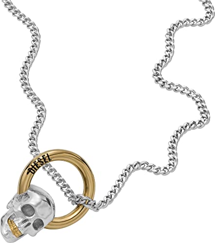 Diesel Halskette Für Männer Stahl, Länge: 550-600mm, Breite: 13.2mm, Höhe: 15.5mm Gold & Silber Edelstahl Halskette, DX1382931 von Diesel
