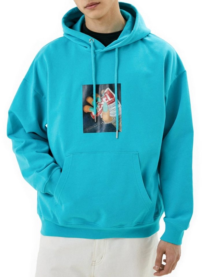 Diesel Kapuzensweatshirt Relaxed Fit Hoodie Türkis Blau - S-UMMER-A84 5II von Diesel