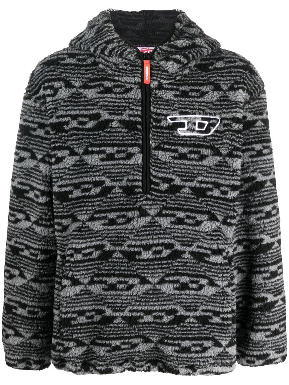 Diesel Hoodie aus Fleece mit Monogramm - Schwarz von Diesel