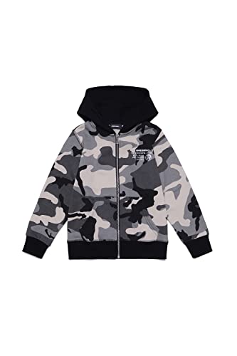 Diesel J00338 Sweatshirt mit Reißverschluss, Camouflage, Grau, 10 A, grau von Diesel