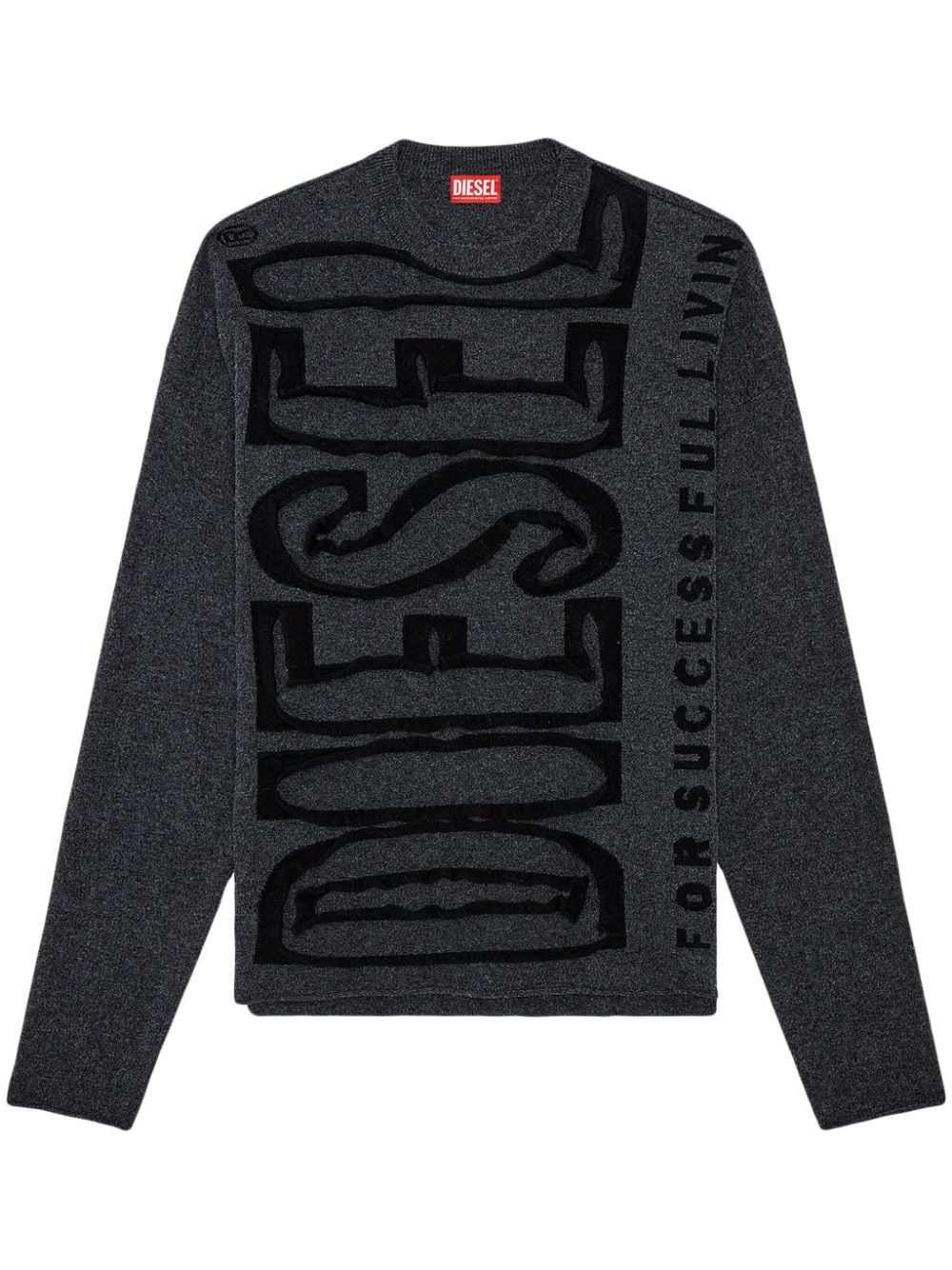 Diesel K-Floyd Pullover mit Intarsien-Logo - Grau von Diesel