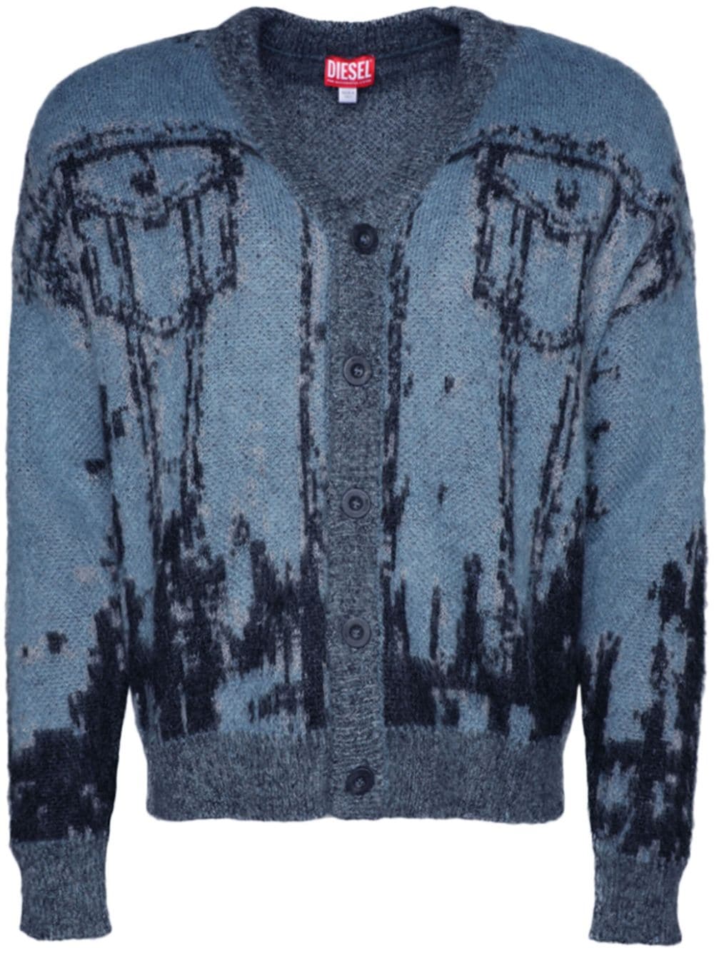 Diesel K-Petalo Cardigan mit Intarsienmuster - Violett von Diesel