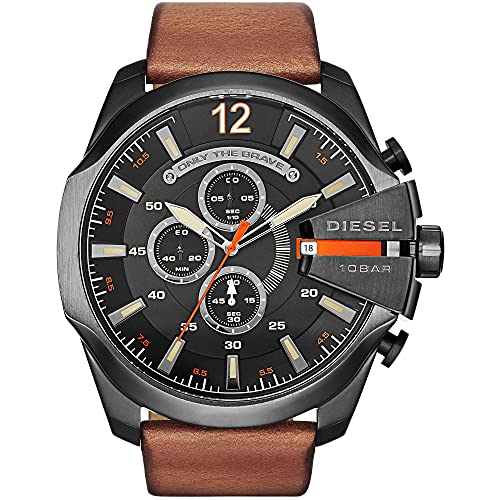 Diesel Herren Mega Chief Chronograph, 51 mm Gehäusegröße, Edelstahluhr von Diesel