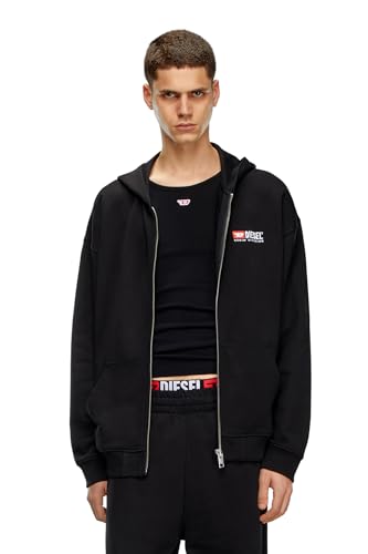 Diesel_S-BOXT-Hood-Zip-DIV Felpa_Sweatshirt_Schwarz_L Große Größen von Diesel